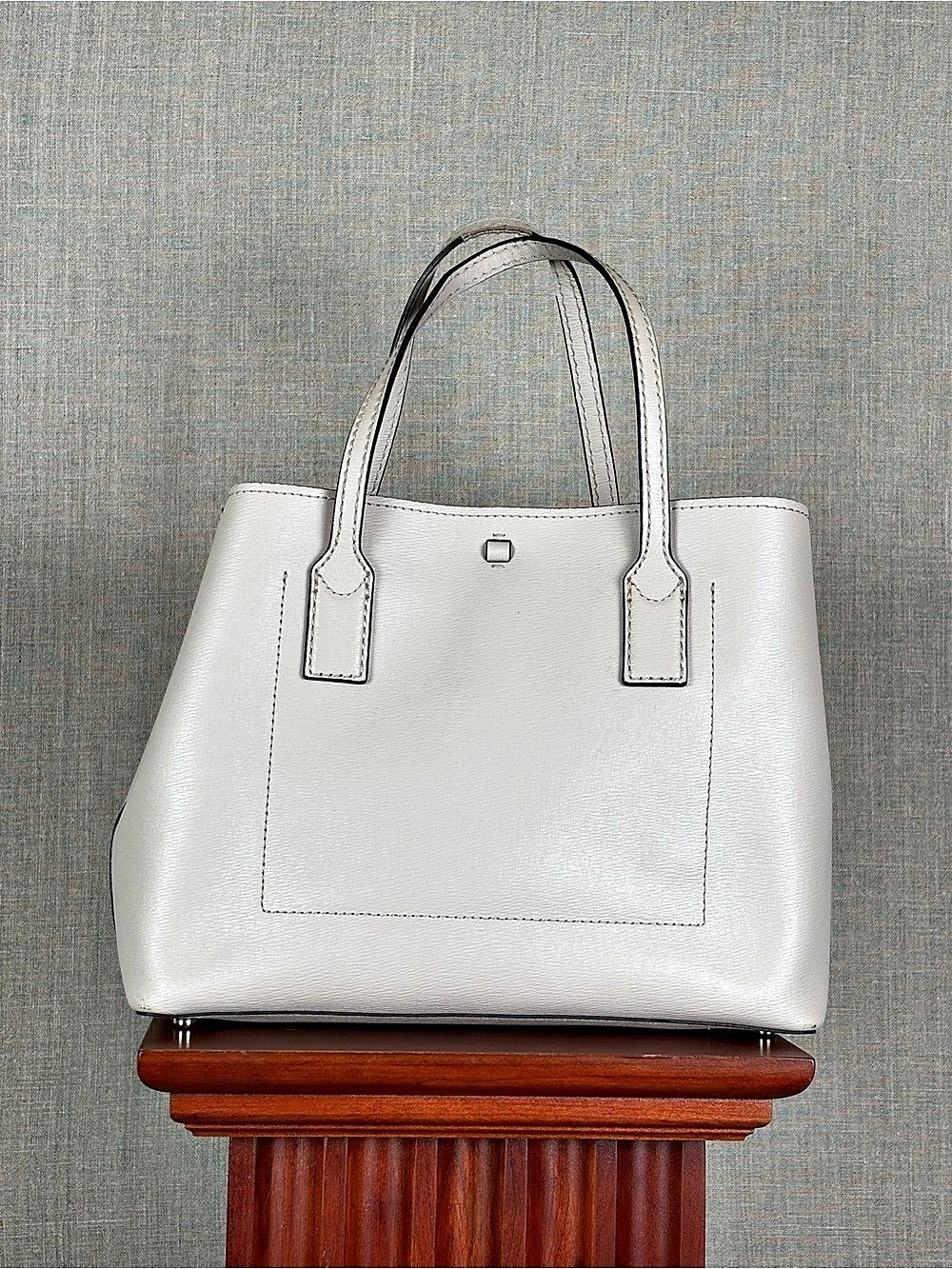 Kate Spade New York Cream Ivory Leather Tote Shoulder Bag Floral Lining - Picture 2 of 16
